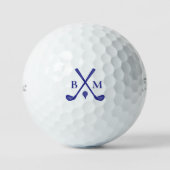 Moderne Typografie Initials Monogram Elegant Blue Golfball (Vorderseite)
