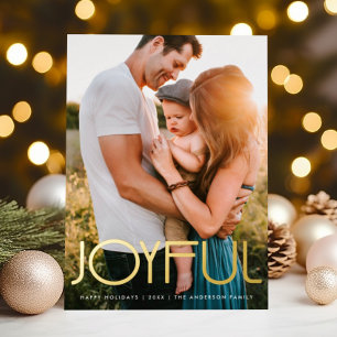 Moderne Typografie JOYFUL Weihnachtsgold Folien Feiertagskarte