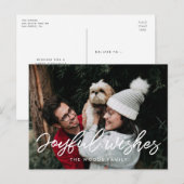 Moderne Typografie Joyful wünscht Holiday Foto Postkarte (Vorne/Hinten)