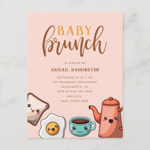 Moderne Typografie Kawaii Baby Brunch Einladungspostkarte