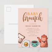 Moderne Typografie Kawaii Baby Brunch Einladungspostkarte (Vorne/Hinten)