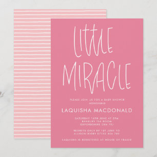 Moderne Typografie Kleines Wunder Pink Babydusche Einladung