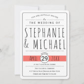 Moderne Typografie Korallen lebende Hochzeit gerun Einladung (Vorderseite)