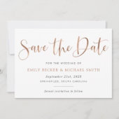 Moderne Typografie Kupferblütenfolie Save the Date Einladung (Vorderseite)