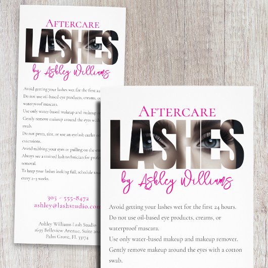 Moderne Typografie "LASHES by nachcare" Werbekarte