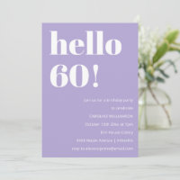 Moderne Typografie Lavendel 60. Geburtstagsfeier