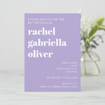 Moderne Typografie Lavender Lila Bat Mitzvah
