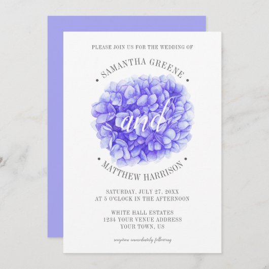 Moderne Typografie Lavender Lila Peony Wedding Einladung (Vorne/Hinten)