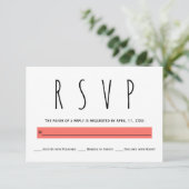 Moderne Typografie lebende Korallenhochzeit RSVP K (Stehend Vorderseite)