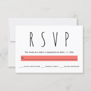 Moderne Typografie lebende Korallenhochzeit RSVP K
