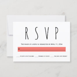 Moderne Typografie lebende Korallenhochzeit RSVP K Karte