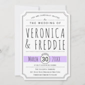 Moderne Typografie Levender lila Hochzeit Einladung (Vorderseite)