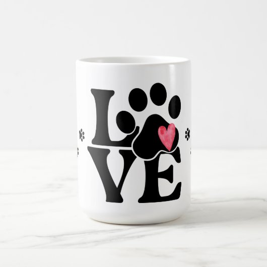 Moderne Typografie-Liebe mit Paw Print Tasse (Mittel)