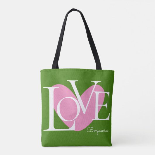 Moderne Typografie-LIEBE Tasche (Rückseite)