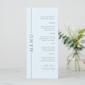 Moderne Typografie Light Blue Bar Mitzvah Menu Menükarte (Stehend Vorderseite)