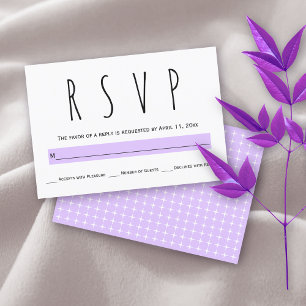 Moderne Typografie lila Hochzeit RSVP Karte