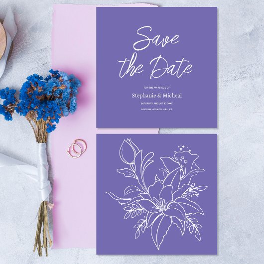 Moderne Typografie - Lila Perinwinkle Save The Date