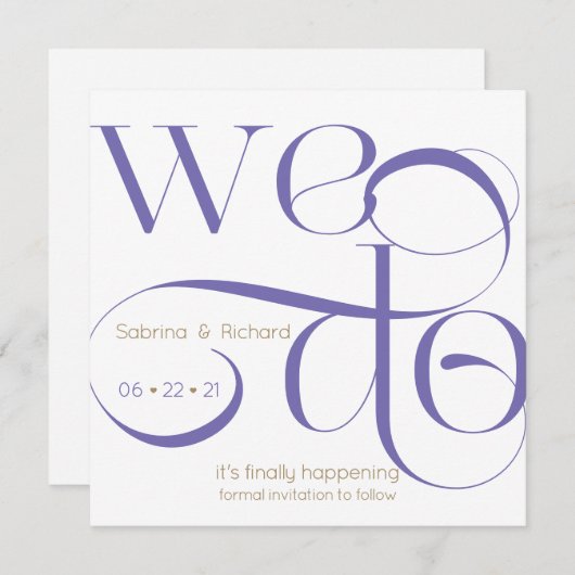 Moderne Typografie machen wir Save the Date Einladung (Vorne/Hinten)