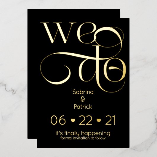 Moderne Typografie machen wir Save the Date Folieneinladung (Vorderseite/Rückseite)