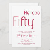 Moderne Typografie Magenta 50. Geburtstag Einladung (Vorne/Hinten)
