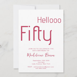Moderne Typografie Magenta 50. Geburtstag Einladung