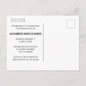 Moderne Typografie männliche Uni Graduate Ankündigungspostkarte (Rückseite)