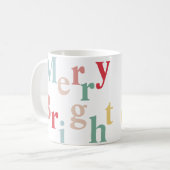Moderne Typografie Merry & Bright Kaffeetasse (Vorderseite Links)