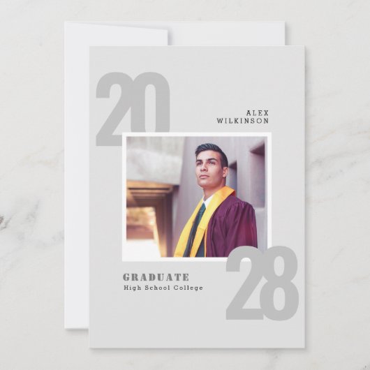 Moderne Typografie Minimalistisch 5 Foto Abschluss Einladung (Vorderseite)