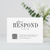 Moderne Typografie minimalistisch Hochzeit QR-Code RSVP Karte (Stehend Vorderseite)