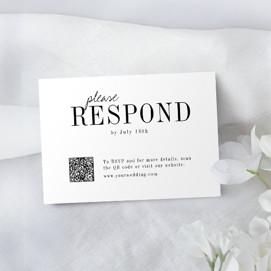 Moderne Typografie minimalistisch Hochzeit QR-Code RSVP Karte