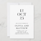 Moderne Typografie minimalistische Hochzeit + QR D Einladung (Vorderseite)