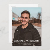 Moderne Typografie Minimalistischer Foto Abschluss Ankündigungspostkarte (Vorne/Hinten)