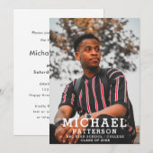 Moderne Typografie Minimalistischer Foto Abschluss Einladung (Vorne/Hinten)