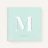 Moderne Typografie Mint Turquoise Monogram Initial Notizblock (Vorderseite)