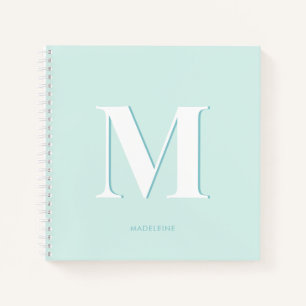 Moderne Typografie Mint Turquoise Monogram Initial Notizblock