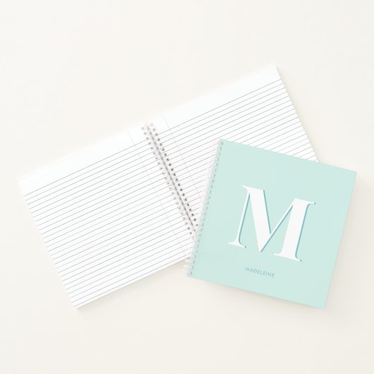 Moderne Typografie Mint Turquoise Monogram Initial Notizblock (Innenseite)