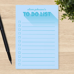 Moderne Typografie mit Blauer Liste Post-it Klebezettel