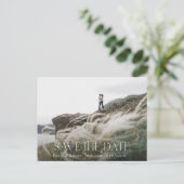 Moderne Typografie mit minimalem Schwarzweiß-Foto Ankündigungspostkarte (Stehend Vorderseite)