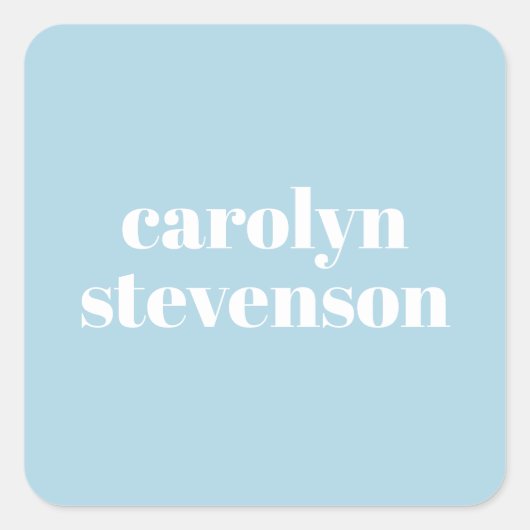 Moderne Typografie mit Personalisiertem Blauer Nam Quadratischer Aufkleber (Vorderseite)