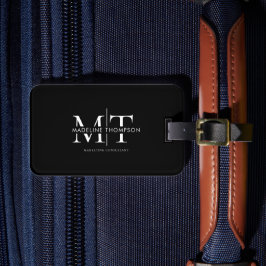 Moderne Typografie Monogram Black Gepäckanhänger