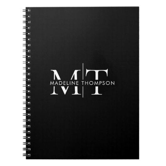 Moderne Typografie Monogram Black Notizblock (Vorderseite)
