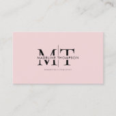 Moderne Typografie Monogram Black Pink QR-Code Visitenkarte (Vorderseite)