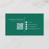 Moderne Typografie Monogram Emerald Green QR-Code Visitenkarte (Rückseite)