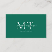 Moderne Typografie Monogram Emerald Green QR-Code Visitenkarte (Vorderseite)