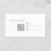Moderne Typografie Monogram Silver Gray QR Code Visitenkarte (Rückseite)