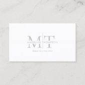 Moderne Typografie Monogram Silver Gray QR Code Visitenkarte (Vorderseite)