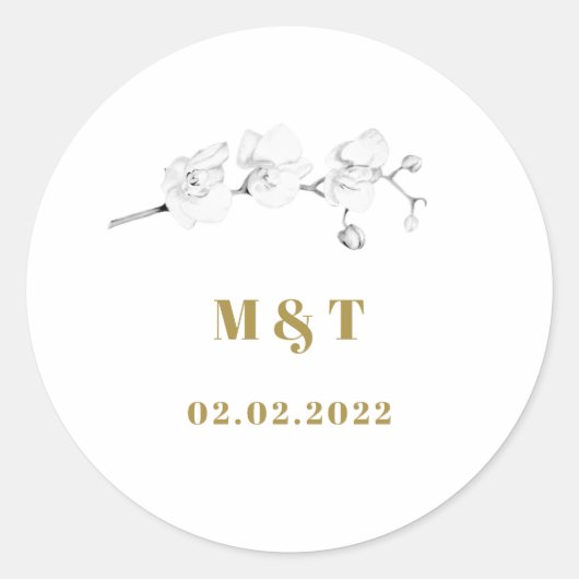 Moderne Typografie-Monogramm-Blumenorchideen Runder Aufkleber (Vorderseite)