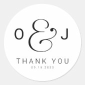 Moderne Typografie Monogramm Hochzeit danke Runder Aufkleber (Vorderseite)