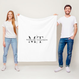 Moderne Typografie Monogramm Schwarz-weiß Fleecedecke