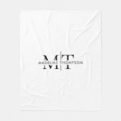 Moderne Typografie Monogramm Schwarz-weiß Fleecedecke (Vorderseite)